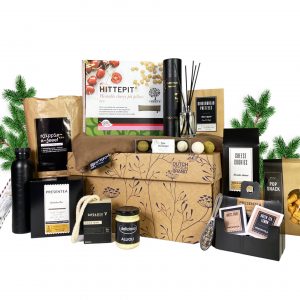 Kerstpakket Relaxation Box is een pakket met geurstokjes, een hittepit en verschillende etenswaren